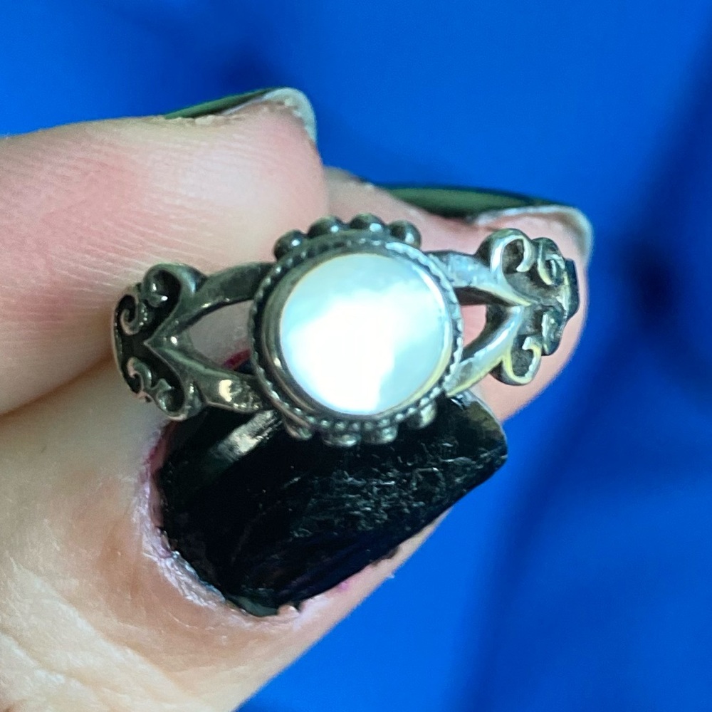Vintage 90s Sterling Silver Moonstone Ring sz 6.5